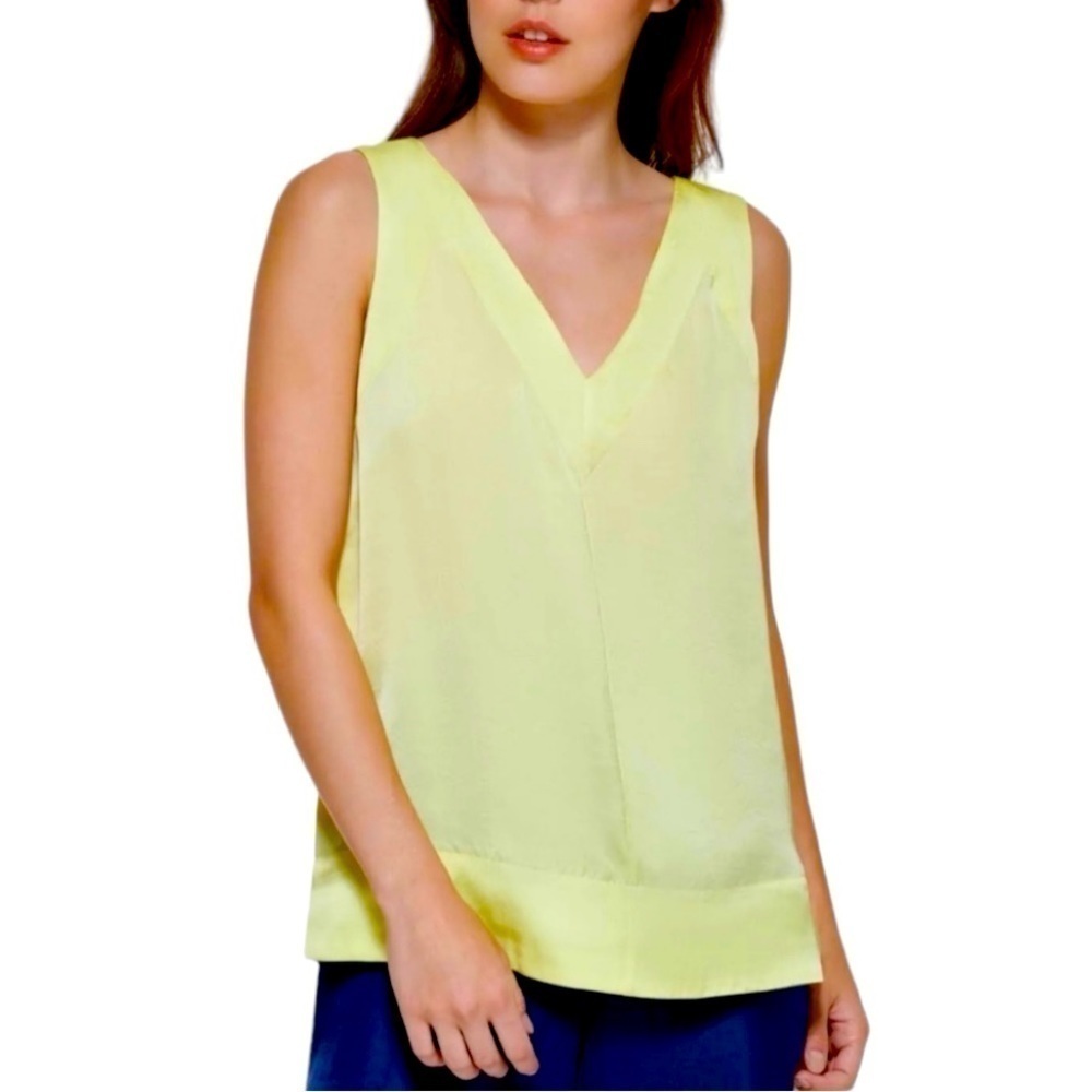 St. John DKNY Sleeveless Yellow High Low Top NWOT SZ L